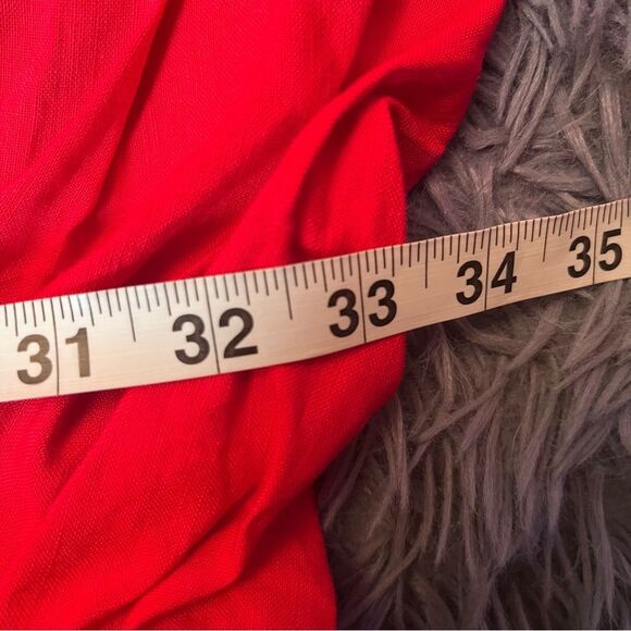 EN SAISON Red Linen Draped Asymmetrical Mini Dress Size M - Picture 5 of 7